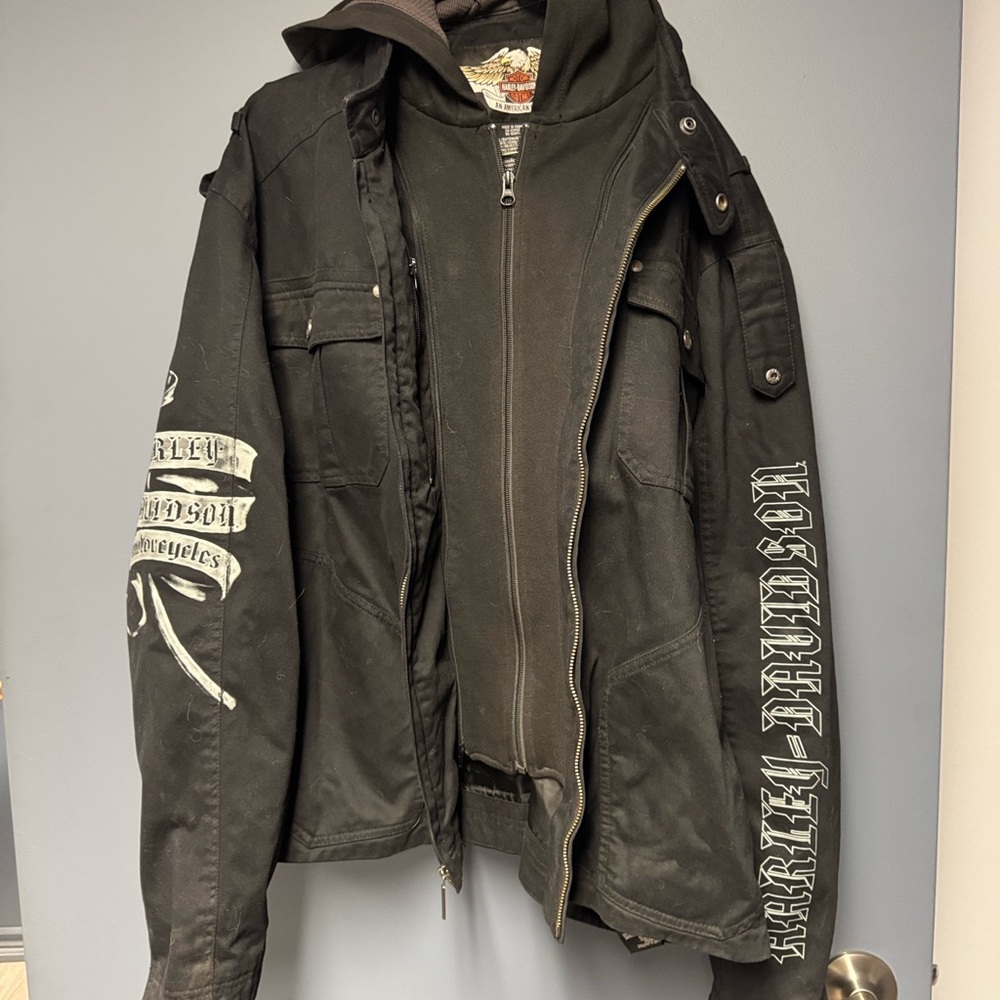 Harley-Davidson Black and Gray Military Jacket